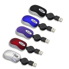 Mini Portable Wired Retractable Mouse Computer Mause Small Hand USB Optical 1000 picture