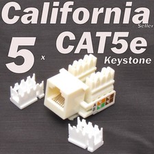 5 Pcs Beige Keystone Jack CAT5e Network Ethernet 110 Style Punch Down 8P8C RJ45  picture