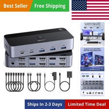 8K@60Hz HDMI KVM Switch 2 Monitors 2 Computers, with 4 USB 3.0 Ports for 2 Co... picture