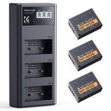 K&F CONCEPT 3-Pack NP-W126 Battery and Upgraded 3-Slot NP-W126S XT30III Batte... picture