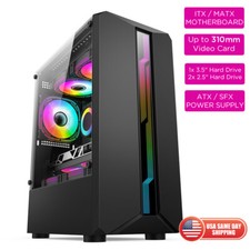 Micro ATX Gaming LED Glass Panel Computer PC Case AMD Intel Mid-Tower M-ATX ITX picture
