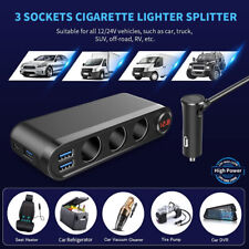 120W 3-Socket Cigarette Lighter Splitter 3-USB Car Charger Outlet Power Adapter picture