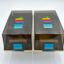 ALLSOP 3.5” Disk Storage Box Case lot of 2 both with vtg apple comp stickers VTG picture