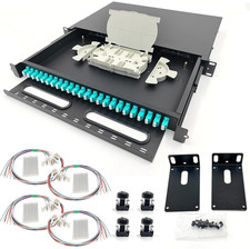 LC-OM3 24 Duplex Multimode 48 Port Rack Mount Enclosure Box with Fiber Splice Tr picture