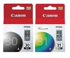 Genuine Factory Sealed Canon 30 Black & 31 Color Inkjet Cartridges picture