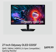 Samsung Odyssey OLED G5 G50SF 27in QHD 180Hz HDR10 G-Sync Gaming picture