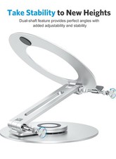 Foldable Aluminum Laptop Riser with 360° Rotation for All Laptops - Silver picture