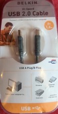Belkin NEW Hi Speed USB 2.0 Cable 6 Ft. USB A Plug B Plug F3U133v06 picture