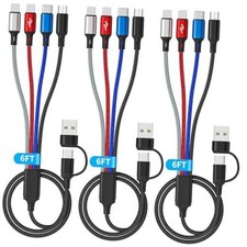 Multiple Charging Cable (3Pack 6FT) 6 in 1 Universal Charger Cable, Braided picture