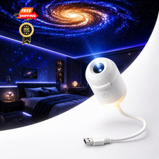 2-in-1 USB Galaxy Star Projector Night Light, 12 Slides, Touch Dimming White picture