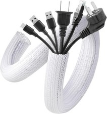 AGPTEK White Cable Sleeve, 2 Pack 5ft - 1.2 Inch Cable Management, Desk Cord ... picture
