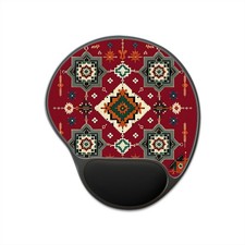 Southwestern Geometric Pattern Mouse Pad with Wrist Rest | Red Tribal Desk Mat picture