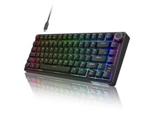 RK ROYAL KLUDGE R75 Wired Gaming Keyboard Hot-Swap Brown Switch, Pure Black picture