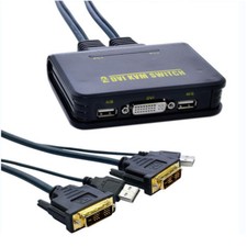 Dual Port USB 2.0 DVI KVM Switcher Audio Video Cable For Monitor Keyboard Mouse picture
