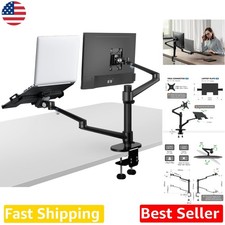 Dual Monitor Laptop Mount,  Aluminum 2-in-1 Desk Arm Stand, 17-32