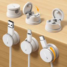 Silkland 6 Pack Snap-Lock Cable Clips, 360° Rotatable Cord Holder for Desk picture