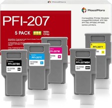 Compatible w/ Canon PFI-207 Ink Cartridge Set 5 Pack 300ml for imagePROGRAF iPF6 picture