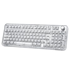 YUNZII X98 White Transparent Mechanical Gaming Keyboard RGB QMK/VIA Knob picture