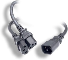 Monoprice Power Cord Splitter - 6ft - Black, IEC 60320 C14 to 2x IEC 60320 C13 picture