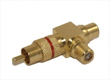 RCA Male to 2 RCA Female Piggy-Back Splitter (Premium Gold Plated picture