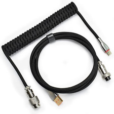 Braided Keyboard Cables 1.5M Coiled Type-C to USB a with Detachable Aviator Conn picture