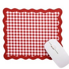 Red Scalloped Gingham Mouse Pad 9x7.9 Inch picture