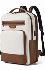 SHRRIE Expandable Faux Leather Laptop Backpack w/ USB Port, Fits 16 in picture