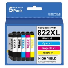 5Pack T822XL 822XL Ink Cartridge For Epson WorkForce Pro WF-3820 WF-4834 WF-4833 picture