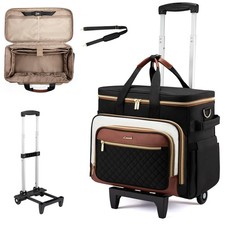 LOVEVOOK Rolling Teacher Bag with 17.3 inch, Quilted-Black-beige-brown picture