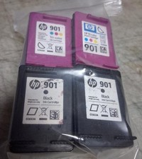 Set 4 Genuine HP 901 Black and Color Inkjet Cartridges Seal Intact NO BOX NO BAG picture