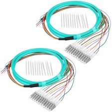 2 PCS LC/OM3 Fiber Optic Pigtail 1.2m 12 Strand 50/125 Multimode Patch picture