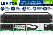Leviton (69586-U48 ) eXtreme 6+ Cat6 48-Port 2RU Patch Panel 110-Style Black picture