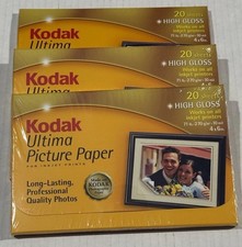 New Kodak Ultima Picture Paper for Inkjet Printers 20 - 4x6” ColorLast Lot Of 3 picture