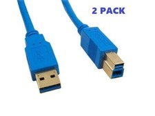 2 PK 1Ft USB 3.0 Super Speed 4.8Gbps Gold Plate Type A Male to B Male Cable Blue picture