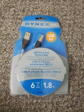 Dynex 6 ft Male A to B USB 2.0 Printer Device Cable Connectors New Sealed picture