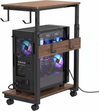 Mobile Rolling Computer Tower Stand PC Stand CPU Holder Cart Height Adjustable picture