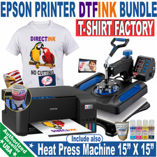 Epson Printer with DTF ink- Heat Press Machine 15x15 T-Shirt Print Start Bundle. picture