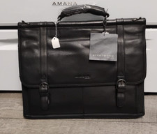 Kenneth Cole New York Black Leather Laptop Brief Case 15x17x6 Multi Sections picture