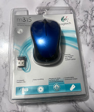 Logitech M315 Wireless Optical Mouse Blue/Black USB Nano Receiver 1000 DPI picture