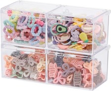 Small Hair Ties Organizer Box with Lid, 2 Pack, Clear picture