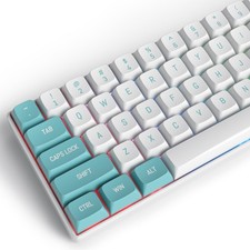 118 Keys Keycaps PBT DoubleShot CSA Profile Custom Fits 60/80 MX Cyan White picture