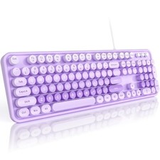MOFII Keyboard Wired Large Print, Computer Keyboard Plug Play, Colorful Retro... picture