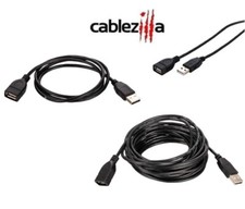 USB Extension Cable 2.0 AM-AF Data Wire Charger EXT Black 3FT - 15FT Multi Lot picture