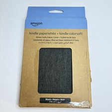 New Open Box Amazon Kindle Paperwhite 12th Gen Colorsoft Fabric Cover Black picture