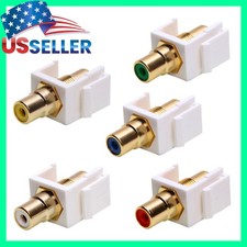 Wall Plate RCA Keystone Jack Female Coupler Modular Insert Faceplate Port White picture