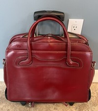 McKlein Willow Brook Leather Detachable-Wheeled Briefcase Red - Good Condition picture