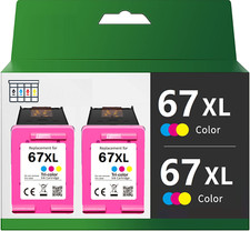 2pk Compatible Replace for HP 67XL Tri-color Ink Cartridges HP DeskJet 1255 2732 picture