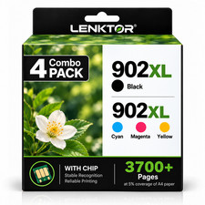 902XL Ink Cartridge 4PK BK/C/M/Y With Chip Premium for OfficeJet 6950 6958 6954 picture
