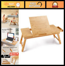 Adjustable Bamboo Laptop Desk - Large Bed Tray for Work & Study, Portable & Vers picture