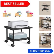 Ebony Black 2-Tier Printer Stand with Locking Wheels - Organization Made Easy picture